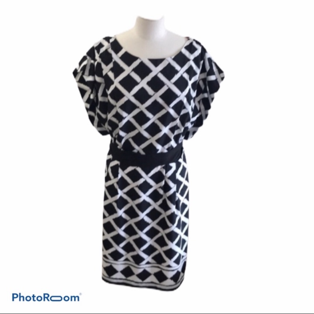Eliza J black and white geometric dress size 18W
